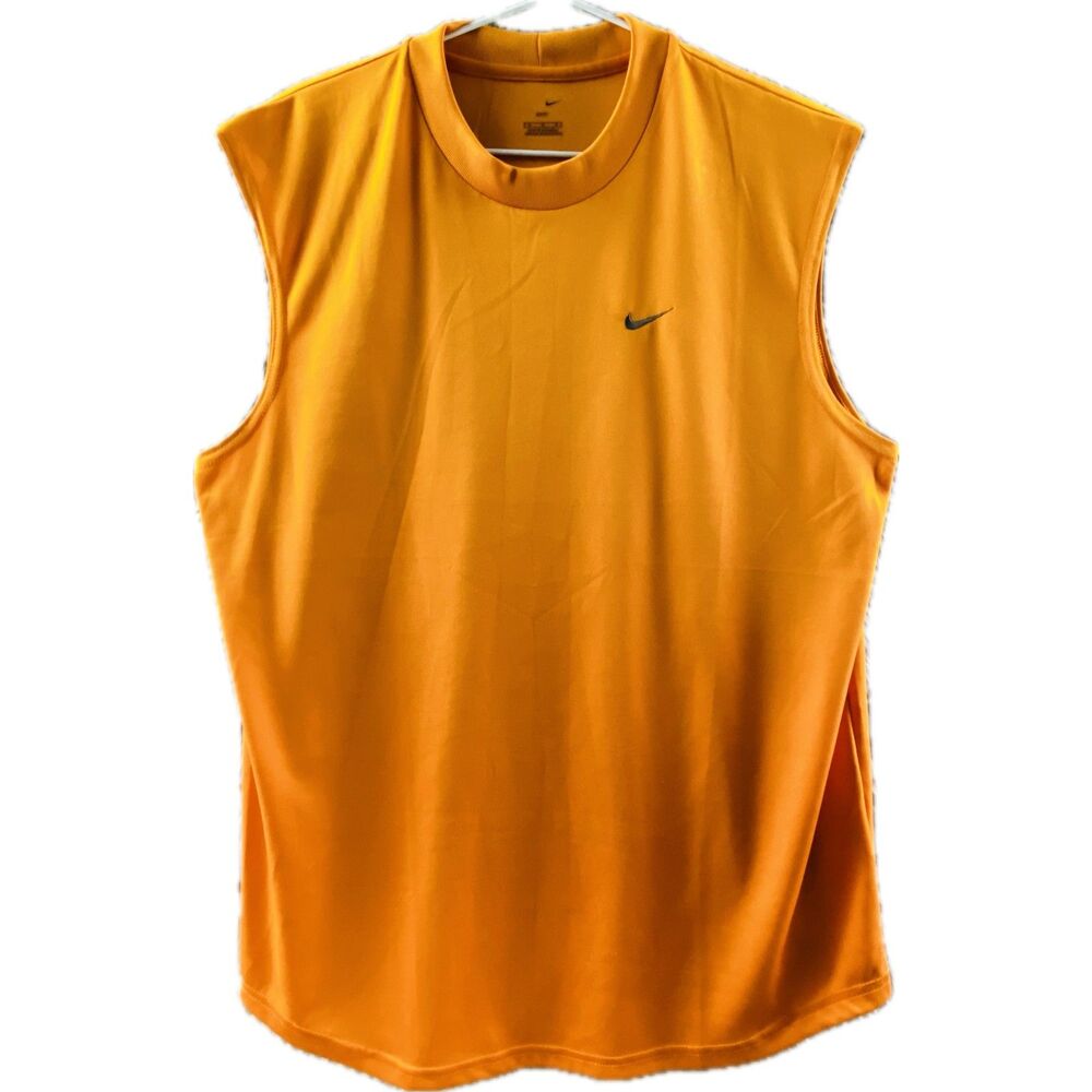 Nike Dri-FIT Sleeveless Workout Shirt Men’s Medium Orange Athletic Gym Tank Tee